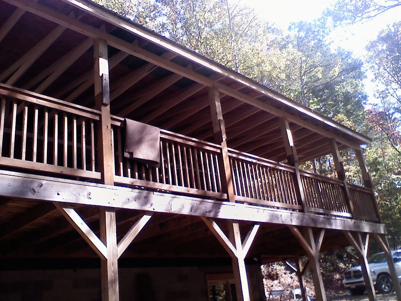 Timber framing under a new elevated porch and deck — Roof Leak Repair in Kaw City by Roofing Brothers